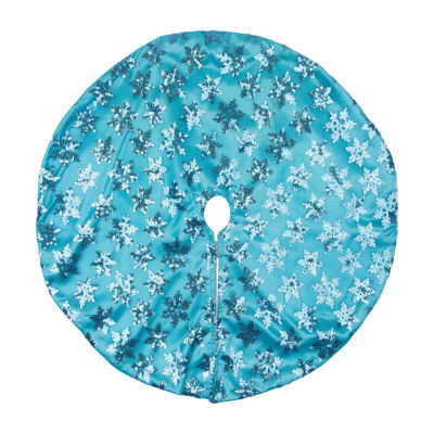 20'' Blue Sequin Snowflake Pattern Mini Christmas Tree Skirt