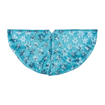 20'' Blue Sequin Snowflake Pattern Mini Christmas Tree Skirt