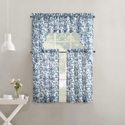 No 918 Elara Tonal Botanical 2-pc. Rod Pocket Window Tier