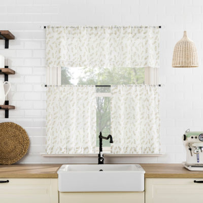No 918 Hawthorne Floral Leaf Rod Pocket Tailored Valance