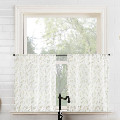 No 918 Hawthorne Floral Leaf 2-pc. Rod Pocket Window Tier