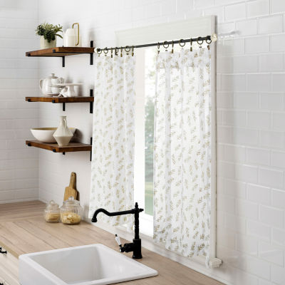 No 918 Hawthorne Floral Leaf 2-pc. Rod Pocket Window Tier