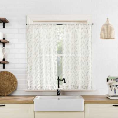 No 918 Hawthorne Floral Leaf 2-pc. Rod Pocket Window Tier