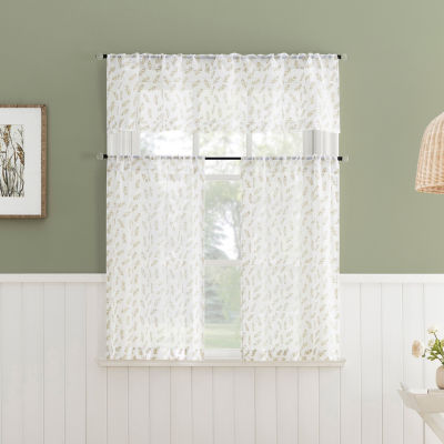No 918 Hawthorne Floral Leaf 2-pc. Rod Pocket Window Tier