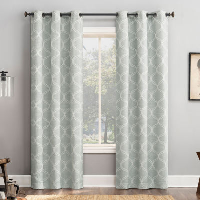 Sun Zero Tikal Woven Ogee Grommet Top Light-Filtering Single Curtain Panel