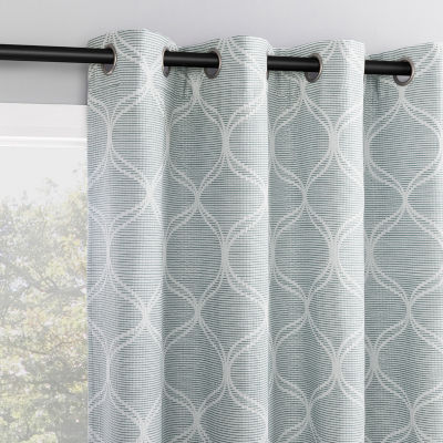 Sun Zero Tikal Woven Ogee Grommet Top Light-Filtering Single Curtain Panel
