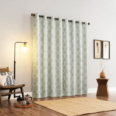 Sun Zero Tikal Woven Ogee Grommet Top Light-Filtering Single Curtain Panel