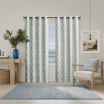 Sun Zero Tikal Woven Ogee Grommet Top Light-Filtering Single Curtain Panel