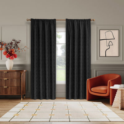 Sun Zero Bronte Floral Rod Pocket 100% Blackout Single Curtain Panel