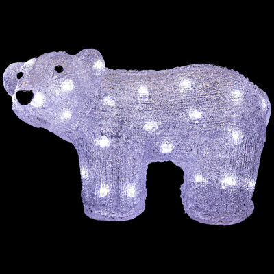 13.5'' White Lighted Commercial Grade Acrylic Baby Polar Bear Christmas Decoration