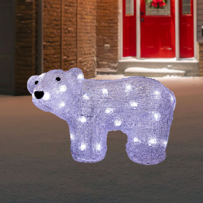 13.5'' White Lighted Commercial Grade Acrylic Baby Polar Bear Christmas Decoration