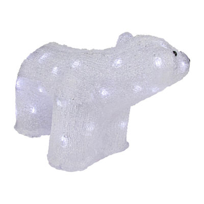 13.5'' White Lighted Commercial Grade Acrylic Baby Polar Bear Christmas Decoration