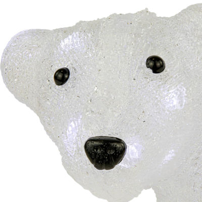 13.5'' White Lighted Commercial Grade Acrylic Baby Polar Bear Christmas Decoration