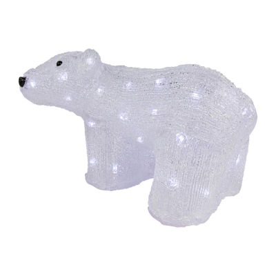 13.5'' White Lighted Commercial Grade Acrylic Baby Polar Bear Christmas Decoration