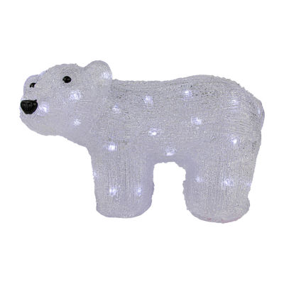 13.5'' White Lighted Commercial Grade Acrylic Baby Polar Bear Christmas Decoration