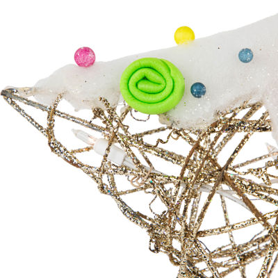 17'' Lighted Champagne Gold Candy Covered Star Christmas Window Decoration