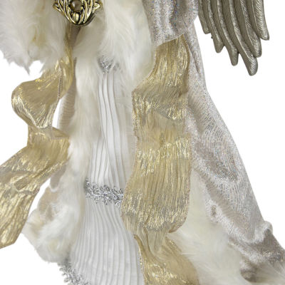 Northlight 18" White And Silver Angel Unlit Christmas Tree Topper