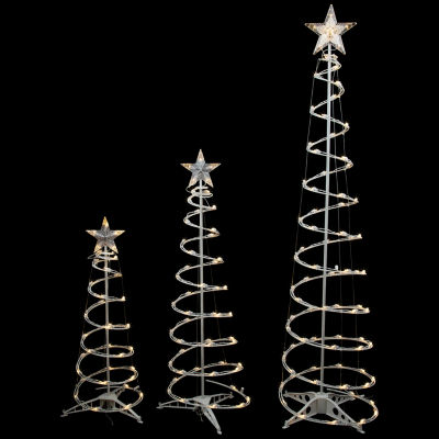 Northlight Set Of 3 Led Warm White Outdoor Spiral Cone Trees Christmas Yard Art
