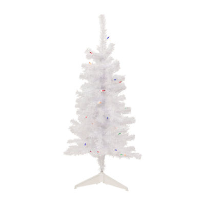 Northlight Woodbury White Slim Artificial  Multi Lights 3 Foot Pre-Lit Pine Christmas Tree