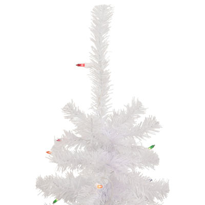 Northlight Lighted Woodbury White Slim Artificial  Multi Lights 2 Foot Pre-Lit Pine Christmas Tree