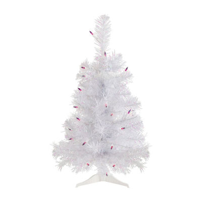 Northlight Rockport White Artificial Purple Lights 2 Foot Pre-Lit Pine Christmas Tree