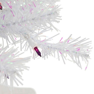 Northlight Rockport White Artificial Purple Lights 2 Foot Pre-Lit Pine Christmas Tree