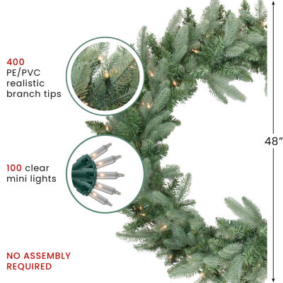 Pre-Lit Washington Frasier Fir Artificial Christmas Wreath - 48-Inch  Clear Lights