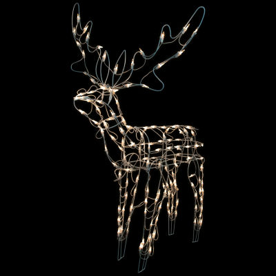 Northlight 48in Lighted White Standing Reindeer Christmas Yard Art