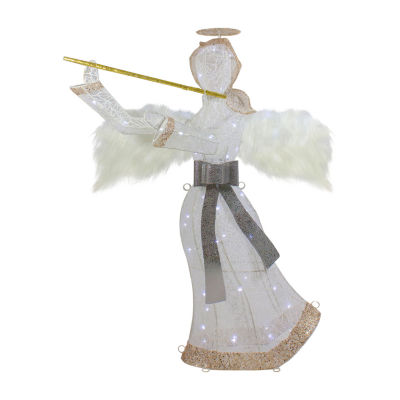 Northlight 36in Led Lighted Lace Angel With Flute Christmas Yard Art