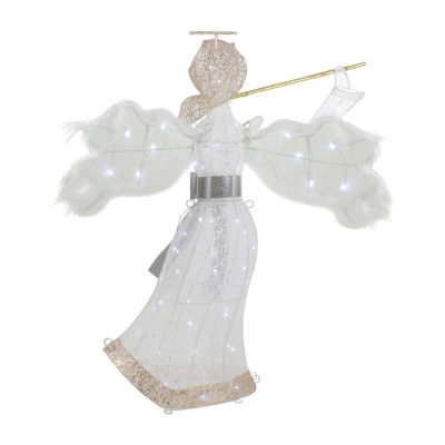 Northlight 36in Led Lighted Lace Angel With Flute Christmas Yard Art