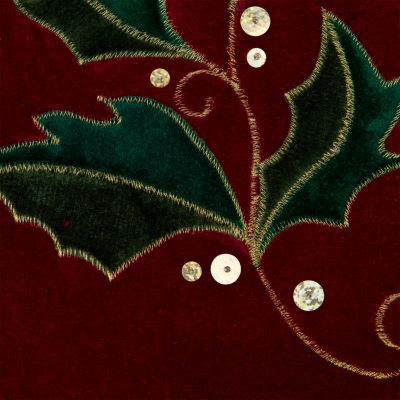 Northlight 21in Red And Green Holly Embroidered Velvet Christmas Stocking