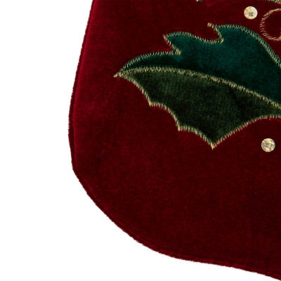 Northlight 21in Red And Green Holly Embroidered Velvet Christmas Stocking