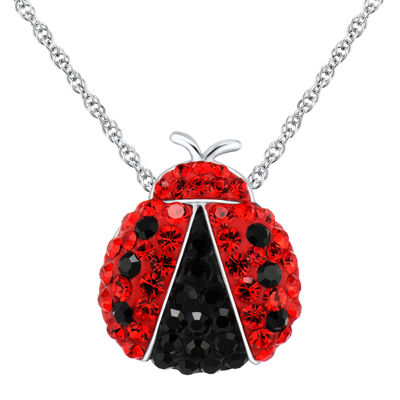 Sterling Silver Crystal Lady Bug Pendant