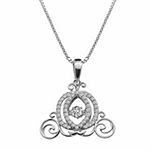 Enchanted Disney Fine Jewelry 3/8 C.T. T.W. Genuine Diamond 10K White Gold "Cinderella" Carriage Necklace