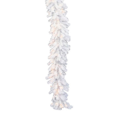 Vickerman 9' Crystal White Spruce Christmas Garland with 100 Warm White Spruce LED Lights