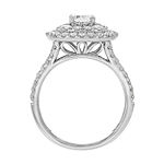 Grown With Love Womens 2 CT. T.W. Lab Grown White Diamond 14K White Gold Side Stone Halo Engagement Ring