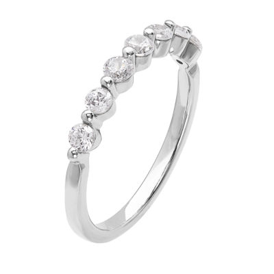 Grown With Love Womens 1/2 CT. T.W. Lab Grown White Diamond 14K White Gold Wedding Band