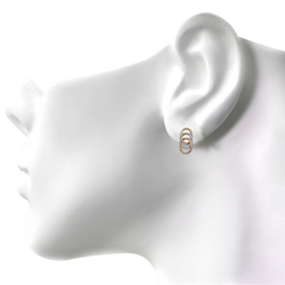 14K Tri-Color Gold 13mm Stud Earrings