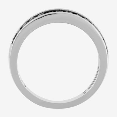 Mens 1 CT. T.W. Natural Black Diamond 10K White Gold Wedding Band