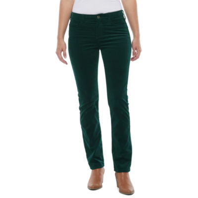 St. John's Bay Womens Mid Rise Secretly Slender Straight Corduroy Pant