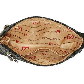 Stone Mountain Accessories, Bags, Stone Mountain Purse Tan Black Leather  Top Zip Shoulder Bag