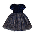 Blueberi Boulevard Baby Girls Short Sleeve Cap Sleeve Fit + Flare Dress