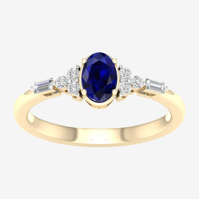 Womens Gemstone & 1/5 CT. T.W. Genuine Diamond 10K Gold Cocktail Ring