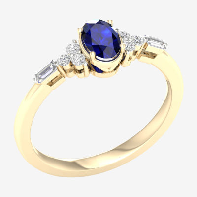 Womens Gemstone & 1/5 CT. T.W. Genuine Diamond 10K Gold Cocktail Ring