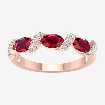 2MM Lead Glass-Filled Red Ruby 10K Rose Gold Band