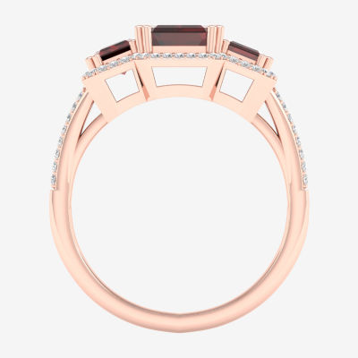 Womens 1/5 CT. Genuine Red Garnet 10K Rose Gold Cocktail Ring