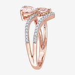 Womens Genuine Pink Morganite 10K Rose Gold Heart Cocktail Ring