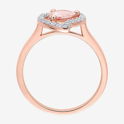 Womens Genuine Pink Morganite 18K Rose Gold Over Silver Cocktail Ring