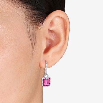 Genuine Pink Topaz Sterling Silver Drop Earrings