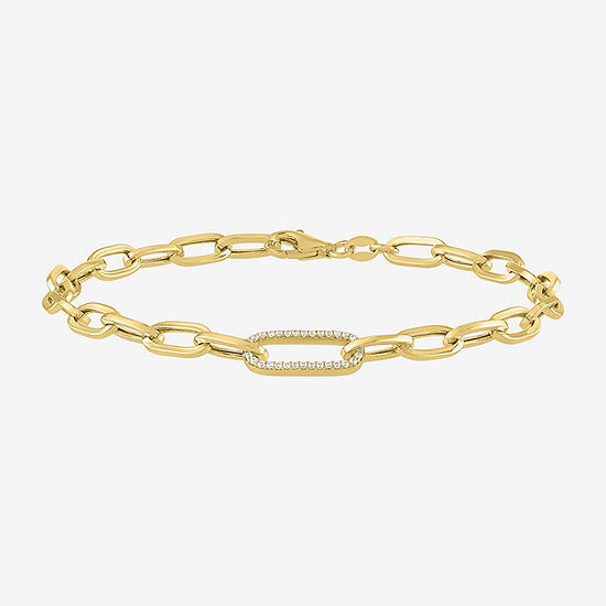 14K Gold Over Silver 8 Inch Paperclip Chain Bracelet - JCPenney